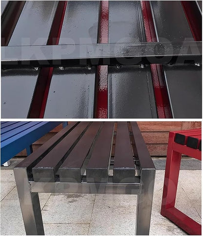 Pure Wrought Iron Metal Garden Bench with Reserved Fixing Holes, Backless Outdoor Bench, 2-3 Person Seat, for Hospital/School/Plaza(Orange,150cm)