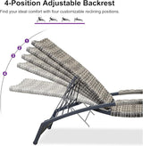 PURPLE LEAF Patio Chaise Lounge Chair Set of 2 Wicker Tanning Outdoor Pool Adjustable Recliner Chair for Outside Beach - Photo 5