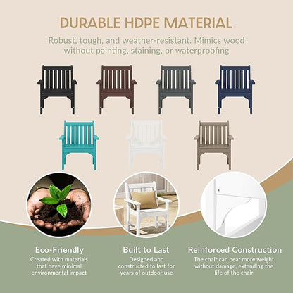 WestinTrends Malibu Outdoor Patio HDPE Adirondack Dining Arm Chair, White