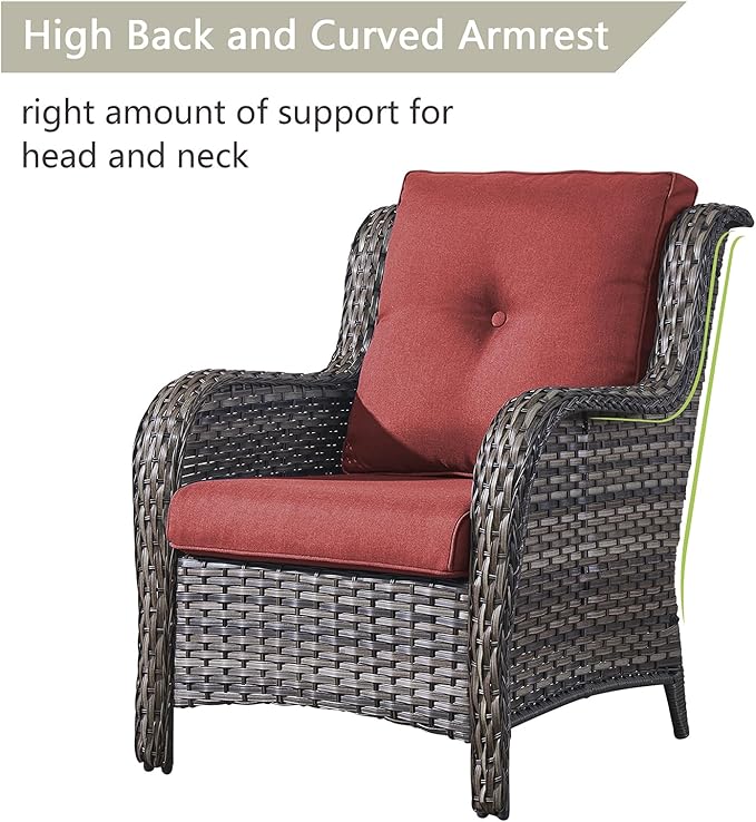 Rilyson Wicker Patio Furniture Chairs Set - 8 Piece Rattan Outdoor Patio Sectional Conversation Sets with Sofa - Photo 5
