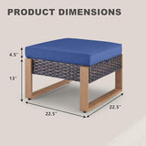 Rilyson Outdoor Ottoman Wicker Patio Footrest - 2 Piece Wicker Footrest Footstools Set with Sturdy Frame - Photo 5