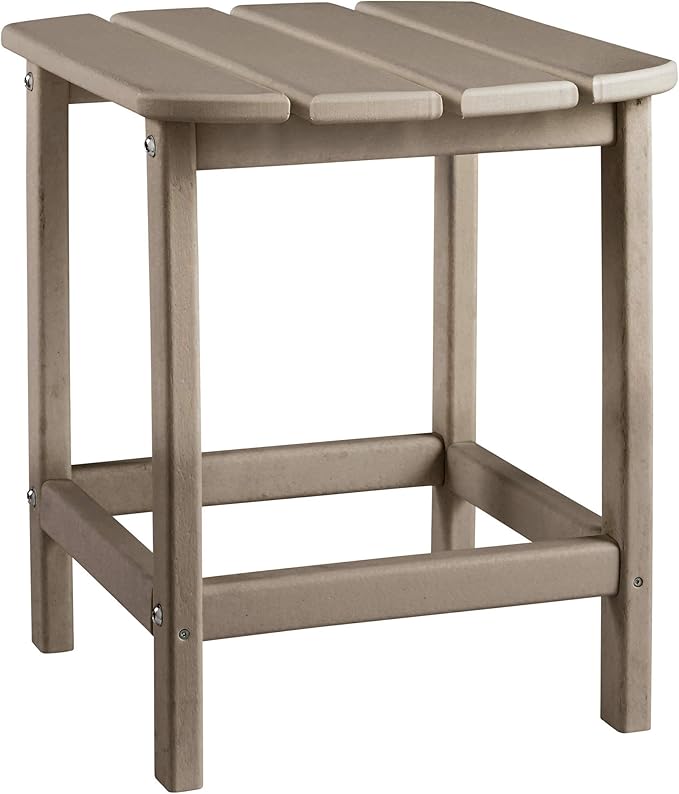 Signature Design by Ashley Sundown Treasure Outdoor Patio HDPE Weather Resistant End Table, Brown - Photo 1