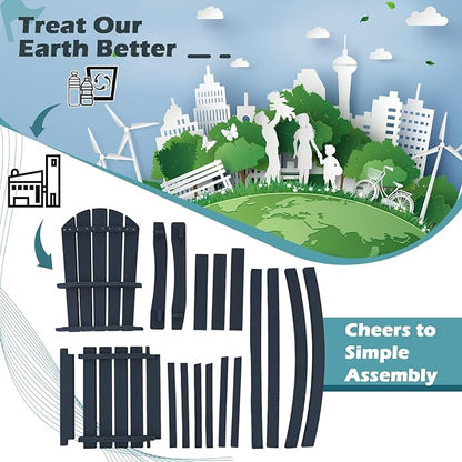 Giantex HDPE Outdoor Bar Stools - All Weather Tall Adirondack Chair with Armrest, Footrest, Load 360Lbs, 30-Inch Counter Height Bar Stool for Patio, Garden, Yard, Indoor Or Outdoor Use (1, Navy)