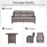 Luxury Patio Furniture Set with 6-inch Thick Cushion, Outdoor Furniture with Fire Pit Table, Swivel Chairs, Sofa - Photo 2