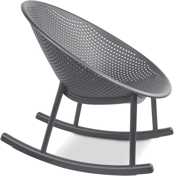 2xhome Patio Rocking Chair | Oval Egg Shaped Lounge Rocker | All Weather Plastic | Modern Accent Side Chair for Indoor or Outdoor Use, Gray, Single, Set of 1