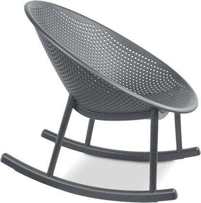 2xhome Patio Rocking Chair | Oval Egg Shaped Lounge Rocker | All Weather Plastic | Modern Accent Side Chair for Indoor or Outdoor Use, Gray, Single, Set of 1