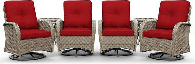 Joyside Wicker Patio Furniture Set, 6 Piece Outdoor Furniture Set with Thickened Cushions, High Back, Deep Seating - Photo 9