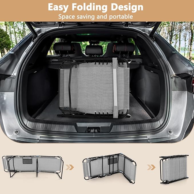 Giantex Patio Lounge Chairs for Outside - Folding Tanning Chair w/Headrest, 4 Adjustable Positions, Side Pocket - Photo 6