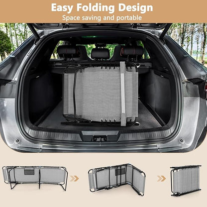 Giantex Patio Lounge Chairs for Outside - Folding Tanning Chair w/Headrest, 4 Adjustable Positions, Side Pocket, Outdoor Chaise Lounge for Camping, Pool, Sunbathing Beach Chair, Grey