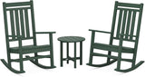 POLYWOOD Estate 3-Piece Rocking Chair Set, Outdoor Patio Furniture, HDPE Porch Rockers with Side Table, Fade-Free Green - Photo 1