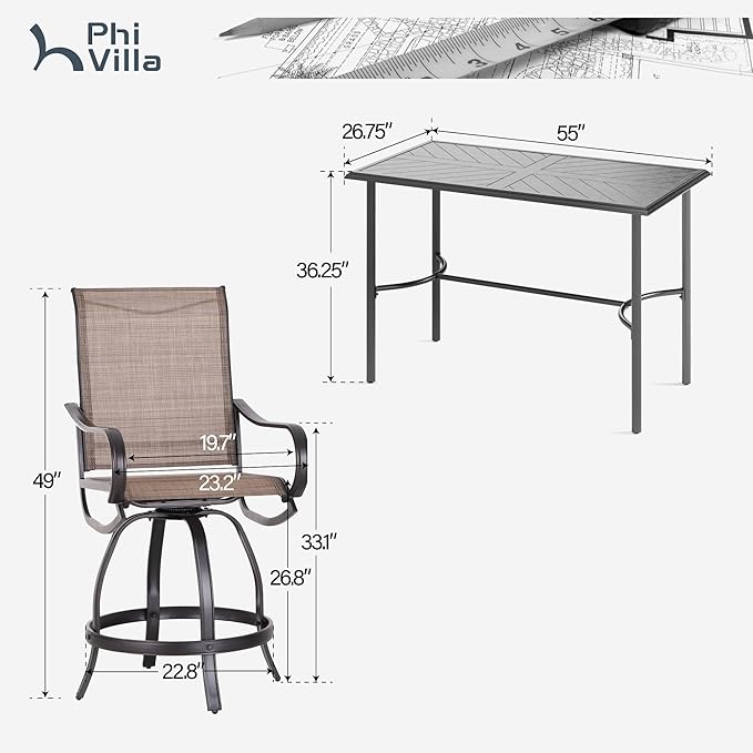 PHI VILLA 5 Piece Outdoor Bar Set - Photo 6