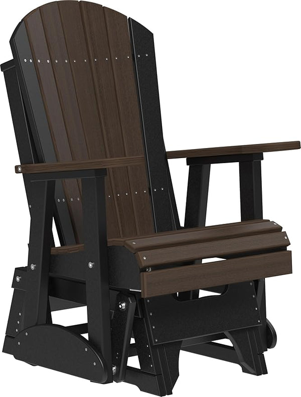 LuxCraft 2' Adirondack Glider Chair, Outdoor Patio Rocking Glider, Gliding Rocker for Outside (Brazilian Walnut & Black) - Photo 1