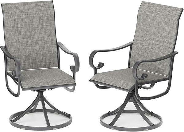 Patio Swivel Chairs Set of 2, Outdoor Dining Chairs with High Back - Photo 1