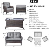 Belord 6 Pieces Patio Furniture Set Outdoor Wicker Furniture, 2 Patio Wicker Chairs with 1 Loveseat Sofa - Photo 6