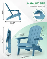 YEFU Adirondack Chair Set of 2, Folding Oversized Plastic Adirondack Chair with Cup Holder - Photo 2