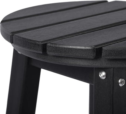 Costaelm 24" Height Outdoor Bar Stools, All-Weather Bar Stools, Adirondack Poly Patio Round Bar Stool for Patio, Deck, Kitchen Counter and Garden, Black