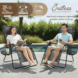 Adjustable Zero Gravity Lounge Chair with Steel Mesh Fabric: Reclining Lawn Chair Featuring Comfort Pillow - Photo 3