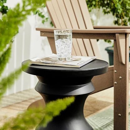 Giltzhome Antique Decorative Garden Stool, 18.25" H Heavy Duty Chess Pedestal Accent Table, Side Table, Planter Stand for Garden Patio Lawn Home Indoor Outdoor, Black