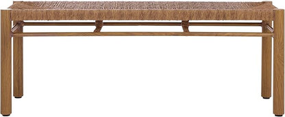 SAFAVIEH Couture Outdoor Patio Furniture Collection - Romona Tropical Bench, Natural Brown Rectangular with Woven Seat, Fully Assembled (CPT4002A)