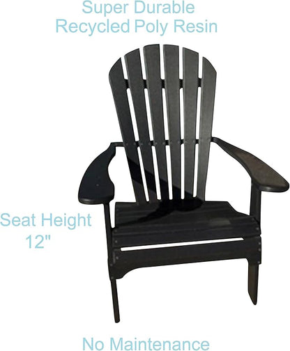 Phat Tommy Foldable Adirondack Chair - Poly Adirondack Chair Folding - HDPE, Heavy Duty, Recycled Plastic - All Weather Outdoor Furniture for Your Deck, Front Porch, or Patio, Black