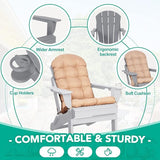 Adirondack Chairs Set of 2 with Cushions & Cup Holders, HDPE Weather Resistant Folding Adirondack Chair for Adults - Photo 4
