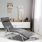 Tangkula Outdoor Folding Chaise Lounge Chair, Lightweight Recliner Chair w/ 7 Adjustable Backrest Positions - Photo 4