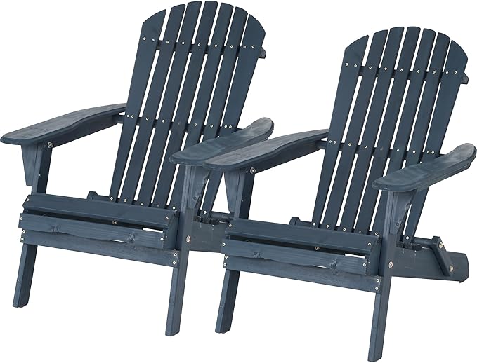 PayLessHere Adirondack Chair Set of 2, Weather Resistant Patio Chairs with Pinewood Wooden Textured for Patio Lawn Garden Backyard Deck Pool Beach Fire Pit
