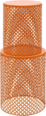 2PCS Outdoor Side Table, Heavy Duty Metal Frame Side Table Decorative Garden Stool Modern End Table Round Coffee Table - Photo 6