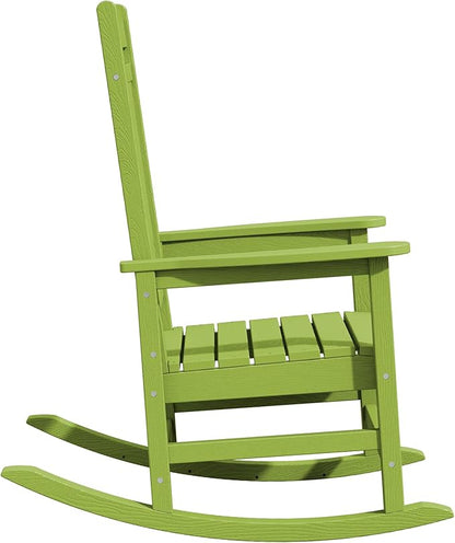 KINGYES Outdoor Rocking Chair Set of 2, HDPE Patio Rocking Chairs with 330lbs Support for Adults, Pistachio Green
