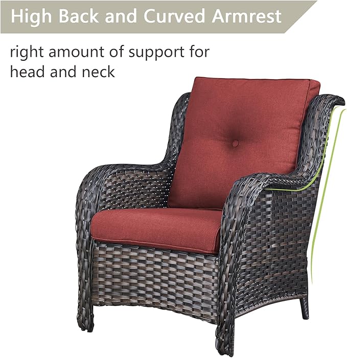Rilyson Patio Furniture Chairs Outdoor Chair - 2 Piece Wicker Rattan Chairs Set with High Back and Deep Seating for - Photo 5