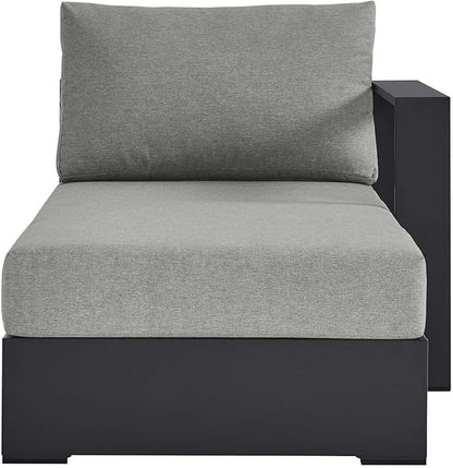 Modway Tahoe Powder-Coated Aluminum Outdoor Chaise Lounge Gray with Weather-Resistant Cushions, Modular Right-Facing Patio Lounger for Pool Furniture or Sectional Sofa Set