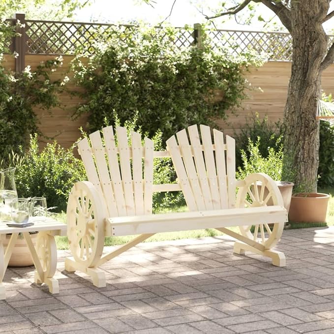 2-Seater Patio Adirondack Chair Solid Wood Fir Outdoor Sectional Furniture for Garden Backyard Poolside Balcony Durable - Photo 3