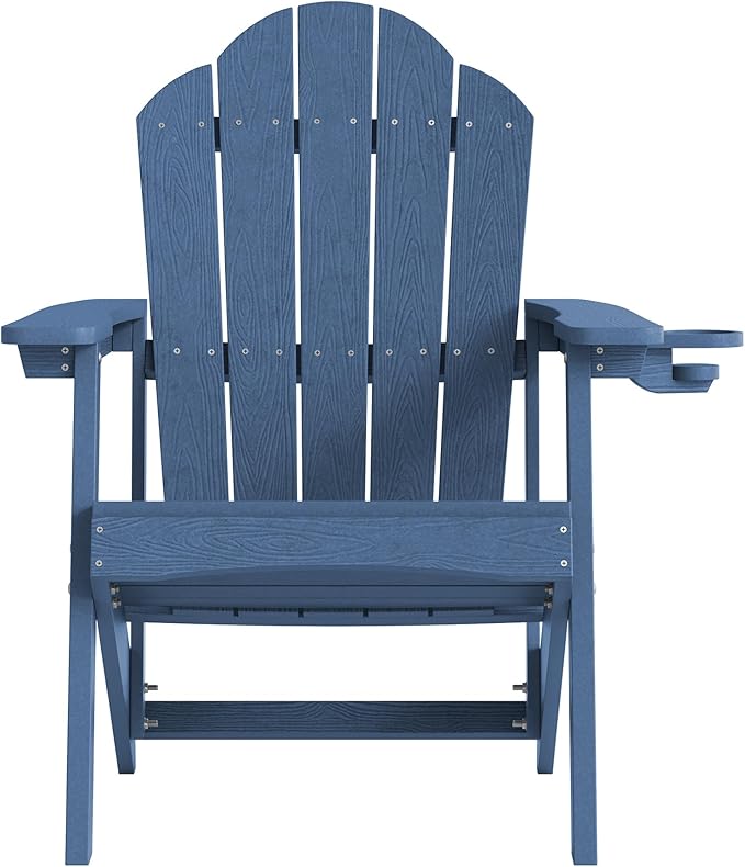 LUE BONA HDPE Adirondack Chairs Set of 2 - Weather Resistant Seating with Cup Holder for Porch, Poolside - Photo 7