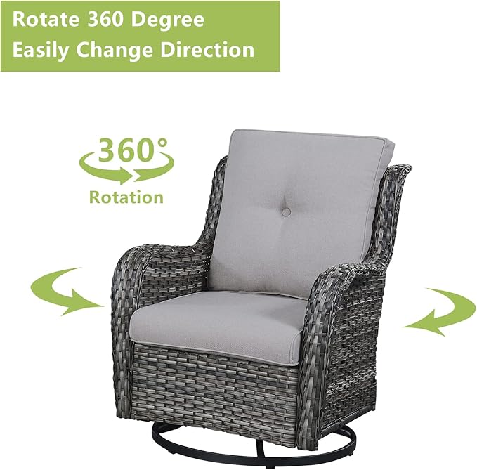 Rilyson Wicker Patio Furniture Set - 7 PC Rattan Outdoor Sectional Conversation Sets with 2 Rocking Swivel Chairs - Photo 2