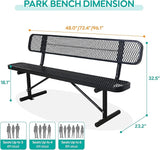 4FT Park Benches for Outside, Garden Benches Weatherproof with Backrest - Heavy-Duty Metal Bench for Patio Porch - Photo 3