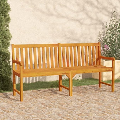 Rustic Solid Acacia Wood Outdoor Garden Bench 70.9 Inch Long Brown Durable Seating for Patio Terrace Backyard Furniture