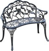 Cast Aluminium Outdoor Bench, Rose Garden Bench for Patio,Park,Lawn,Yard (Bronze) - Photo 1