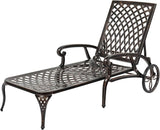 VINGLI Cast Aluminum Outdoor Chaise Lounge Chair with Wheels, Patio Chaise Lounge with 3-Position Adjustable Backrest - Photo 1