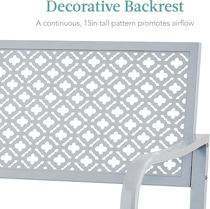 Best Choice Products Outdoor Bench 2-Person Metal Steel Benches Furniture for Garden, Patio, Porch - Photo 5