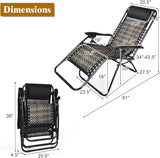 Tangkula Patio Rattan Zero Gravity Lounge Chair, Outdoor Folding Lounge Chair w/Removable Head Pillow - Photo 3
