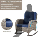 Belord 5 Piece Patio Rocking Chairs Furniture Set - Outdoor Wicker Furniture with Ottomans and Side Table - Photo 5