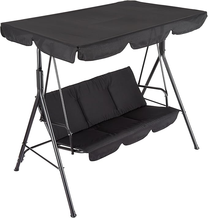 GarveeLife Outdoor Porch Swing Chair with Adjustable Canopy for Adults, 3-Seat Patio Glider Bench with Thick Cushions - Photo 8