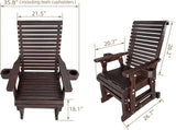 Fortune Candy Wooden Patio Glider for One Person, with High Backrest and Deep Contoured Seat, Solid Fir Wood - Photo 2