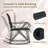 Tangkula 3 Piece Patio Rocking Set, 2 Rocking Chairs with Tempered Glass Side Table - Photo 5