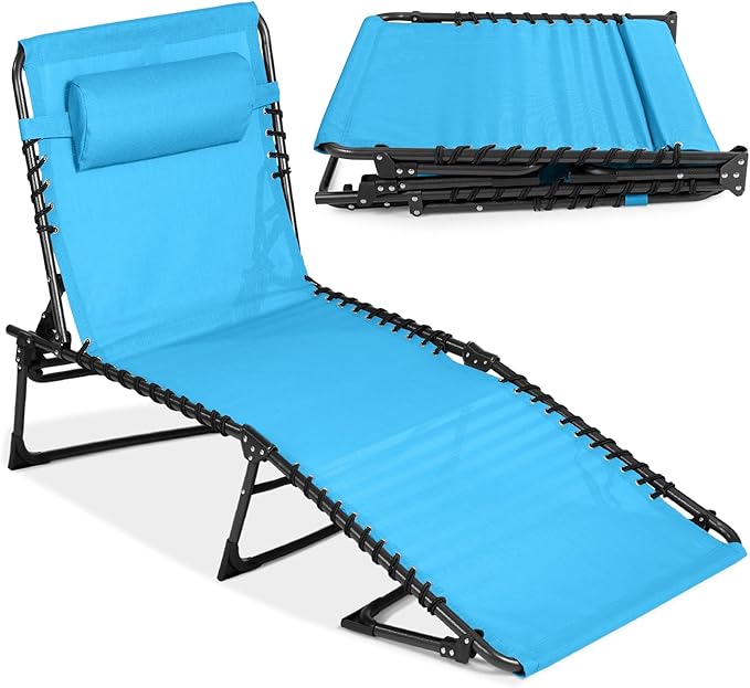 Best Choice Products Patio Chaise Lounge Chair, Portable Outdoor Folding Recliner for Lawn, w/ 8 Positions, Handles - Photo 1