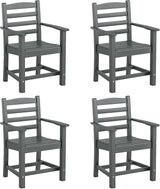 Tangkula Patio Dining Chairs Set of 4, HDPE All Weather Outdoor Chair w/Wide Armrests, Curved Seat, Wood Grain - Photo 9