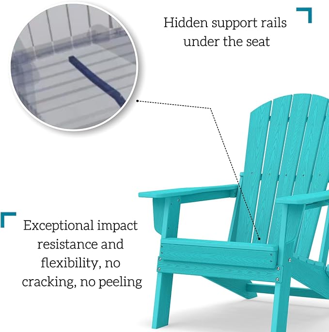 Folding Adirondack Chair Set of 6，Wooden Textured Fire Pit Chair with Cup Holder, Heavy All-Weather HDPE Plastic Outdoor Patio Chairs for Poolside Backyard Patio Outdoor Garden