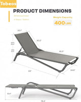 Outdoor Chaise Lounge Chair Set of 30, 5-Position Adjustable Patio Lounge Chair with Aluminum Frame - Photo 2
