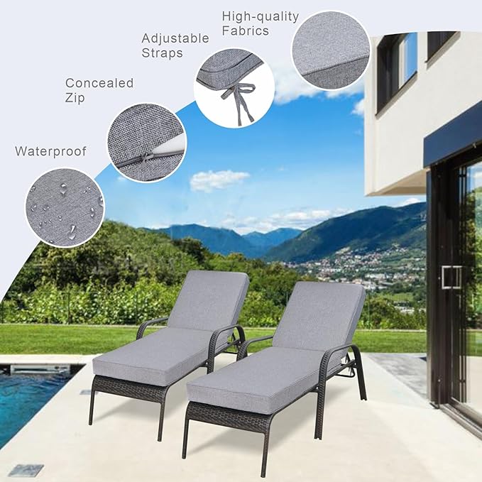 JMGBird Outdoor Chaise Lounge Cushion 70 * 22 * 4.5 Inch - Photo 4