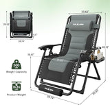 Amopatio Oversized Zero Gravity Chair XL Folding Outdoor Lounge Reclining Patio Chair with Tray/Footrest/Headrest for - Photo 3
